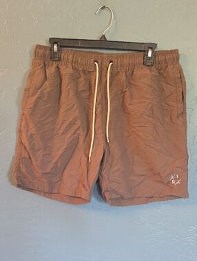 Lira Brown Nylon Drawstring Shorts